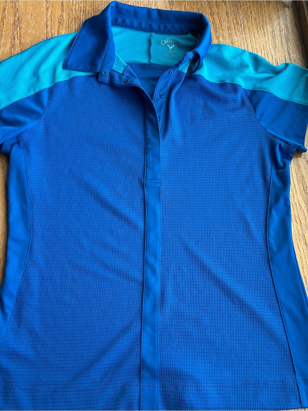 Callaway Women’s Blue Performance Polo Colorblock Blue Grid Sz M Athletic Golf